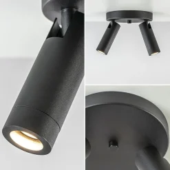 Straluma 2-Lichts plafondspot mat zwart met gouden accent><noscript><img width=