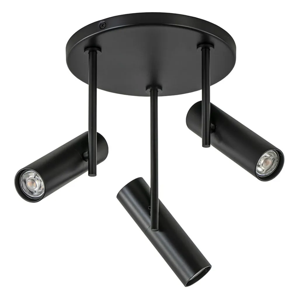 Straluma 3-Lichts plafondspot rond zwart GU10 mini> Opbouwspots|Woonkamerlampen