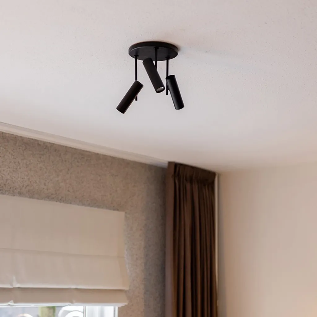 Straluma 3-Lichts plafondspot rond zwart GU10 mini> Opbouwspots|Woonkamerlampen