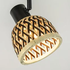 Straluma 2-Lichts plafond/wandlamp zwart met bamboe kappen></noscript> Plafondlampen|Wandlampen