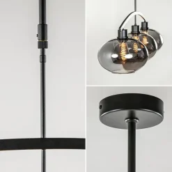Straluma 3-Lichts retro hanglamp zwart met smoke glas><noscript><img width=