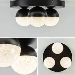 Straluma 3-Lichts ronde LED plafondlamp zwart 3-standen dimbaar><noscript><img width=