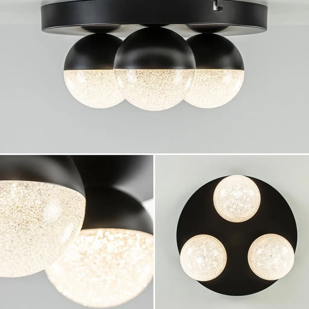 Straluma 3-Lichts ronde LED plafondlamp zwart 3-standen dimbaar> Plafondlampen|Halverlichting