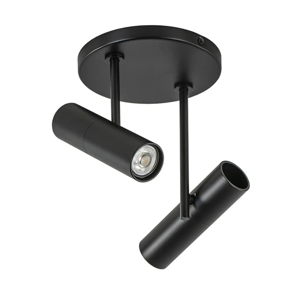 Straluma 2-Lichts ronde opbouwspot met cilinders zwart> Opbouwspots|Woonkamerlampen