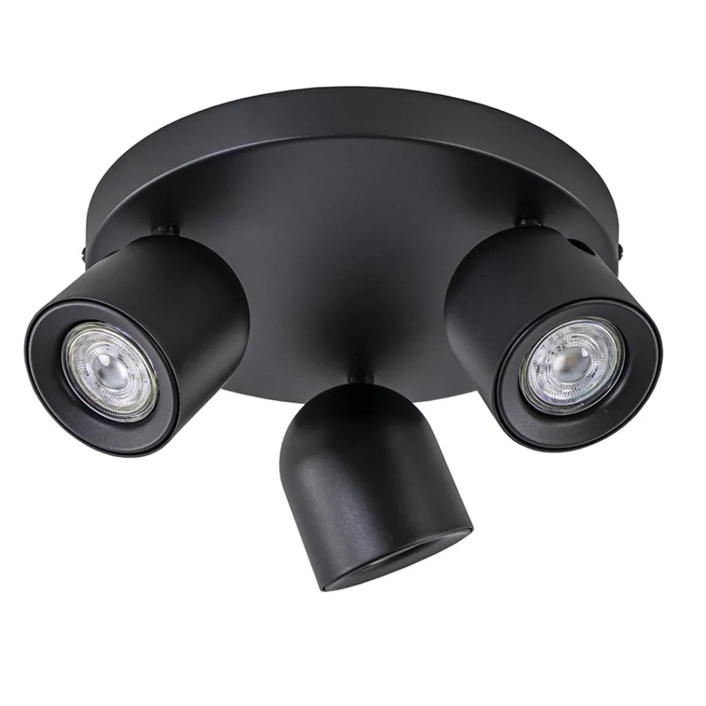 Straluma 3-Lichts ronde opbouwspot zwart verstelbaar> Plafondlampen|Opbouwspots
