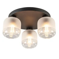 Straluma 3-Lichts ronde plafondlamp zwart met helder/mat glas> Plafondlampen|Scandinavische Verlichting