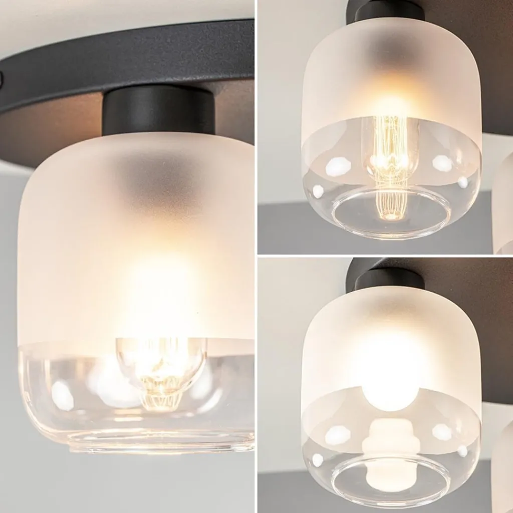 Straluma 3-Lichts ronde plafondlamp zwart met helder/mat glas> Plafondlampen|Scandinavische Verlichting