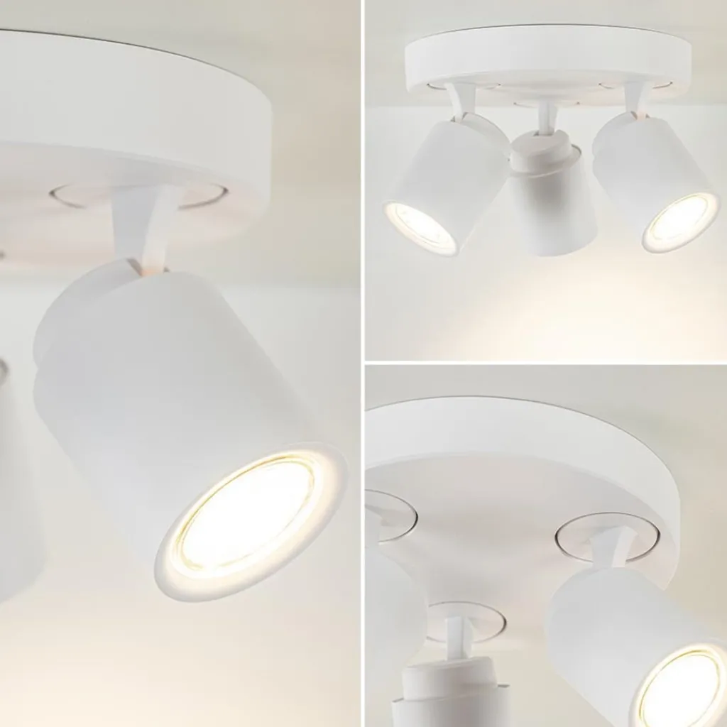 Straluma 3-Lichts ronde plafondspot wit verstelbaar> Opbouwspots|Woonkamerlampen