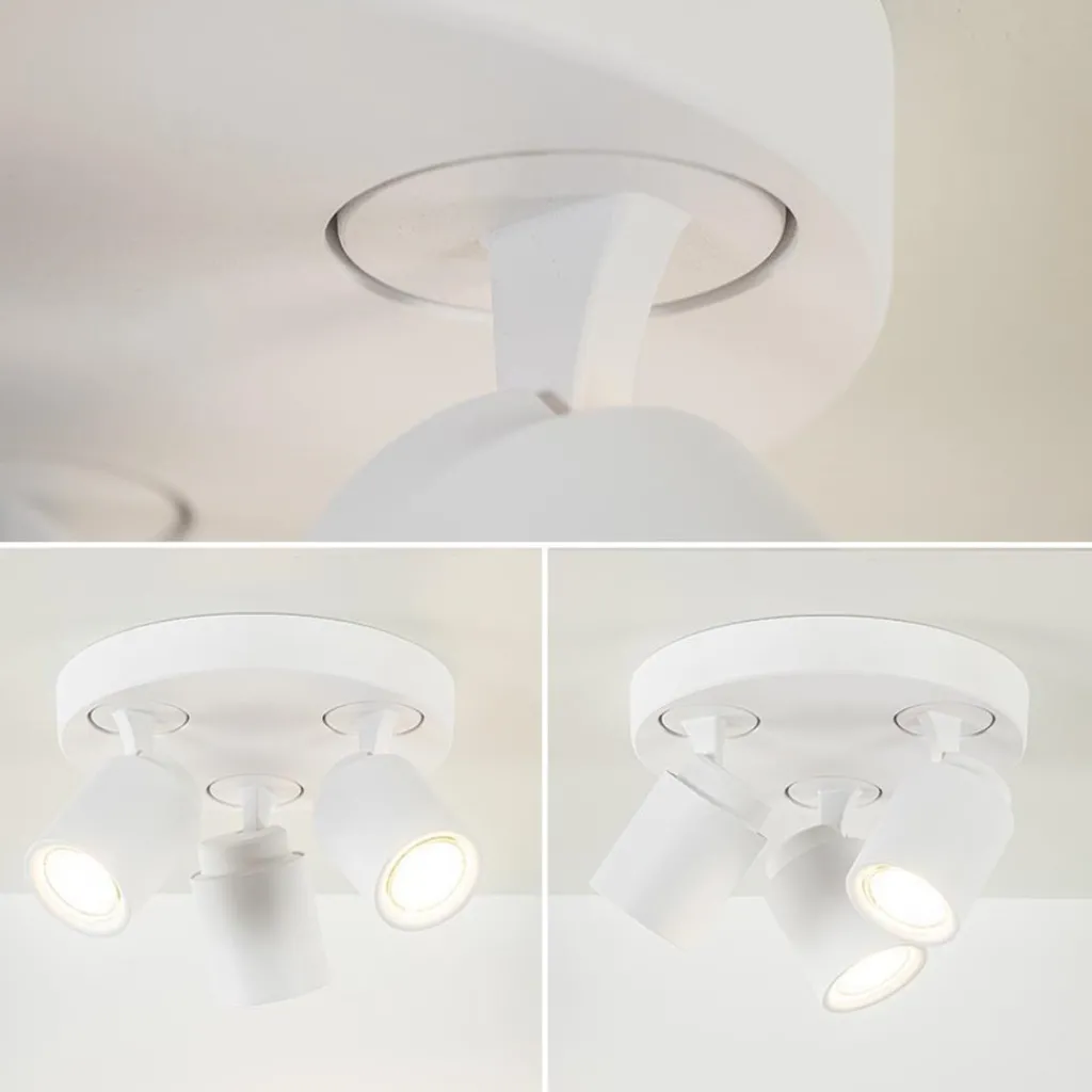 Straluma 3-Lichts ronde plafondspot wit verstelbaar> Opbouwspots|Woonkamerlampen