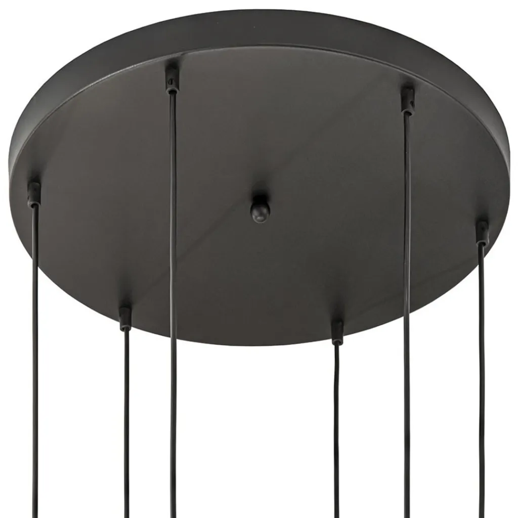 Straluma 6-Lichts vide hanglamp smoke glas met reliëf> Videverlichting|Pendel Lampen