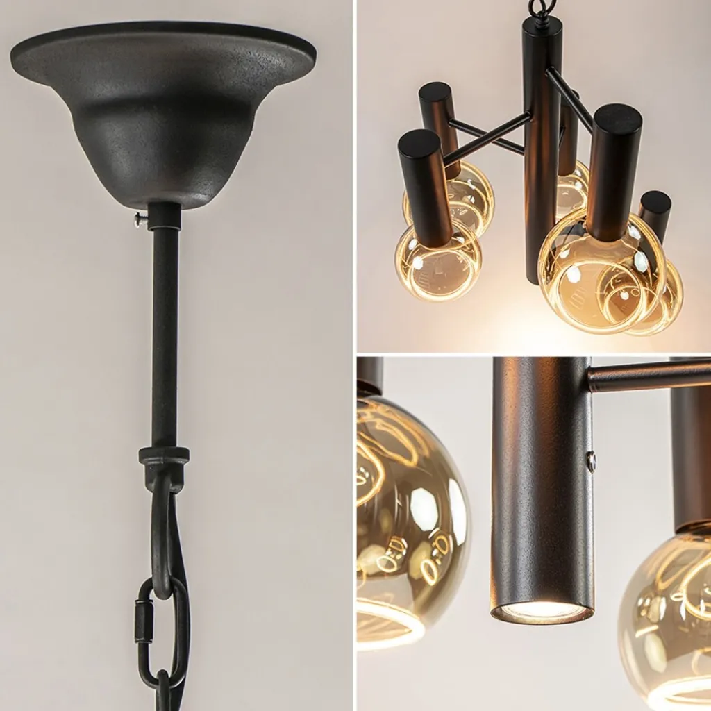 Straluma 5-Lichts vide hanglamp textured black excl lichtbronnen> Hanglampen|Videverlichting