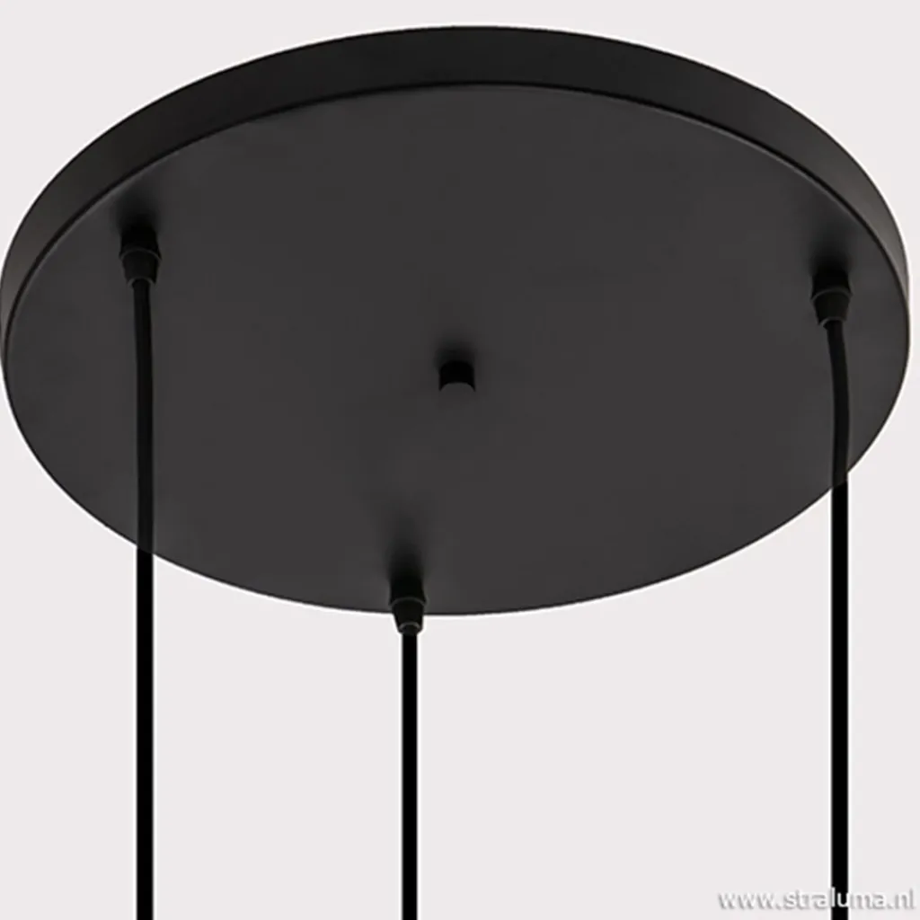 Straluma 3-Lichts videlamp smoke glas met zwart> Videverlichting|Keukenverlichting