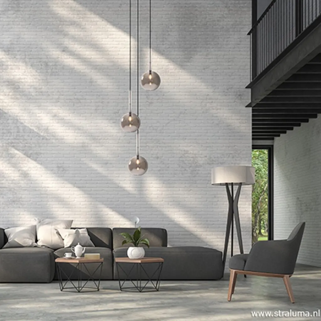 Straluma 3-Lichts videlamp smoke glas met zwart> Videverlichting|Keukenverlichting