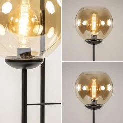 Straluma 3-Lichts vloerlamp mat zwart met amber glazen bollen><noscript><img width=