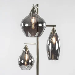 Straluma 3-Lichts vloerlamp nikkel met smoke glazen kappen dimbaar></noscript> Vloerlampen|Luxe Verlichting