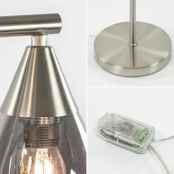 Straluma 3-Lichts vloerlamp nikkel met smoke glazen kappen dimbaar></noscript> Vloerlampen|Luxe Verlichting