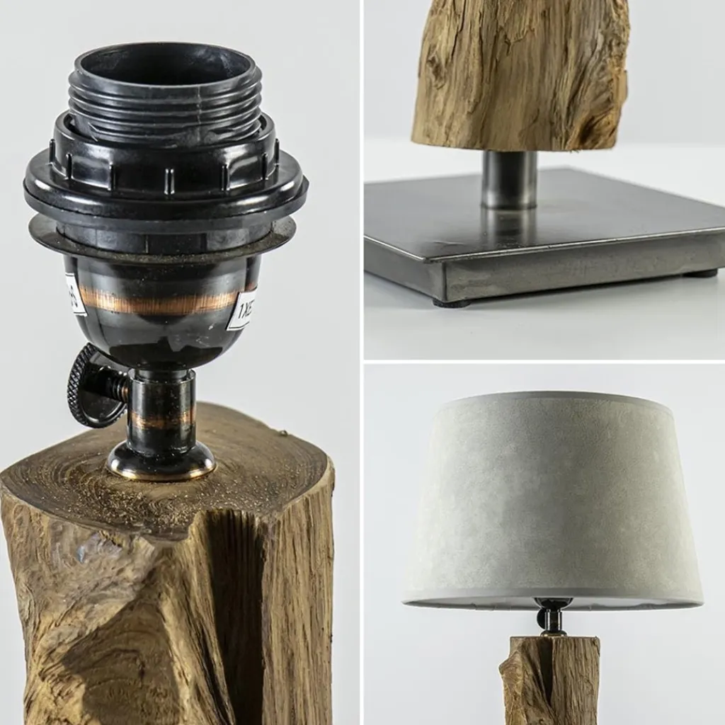 Straluma Light & Living lampvoet Siji metaal met hout> Tafellampen|Lampenvoeten
