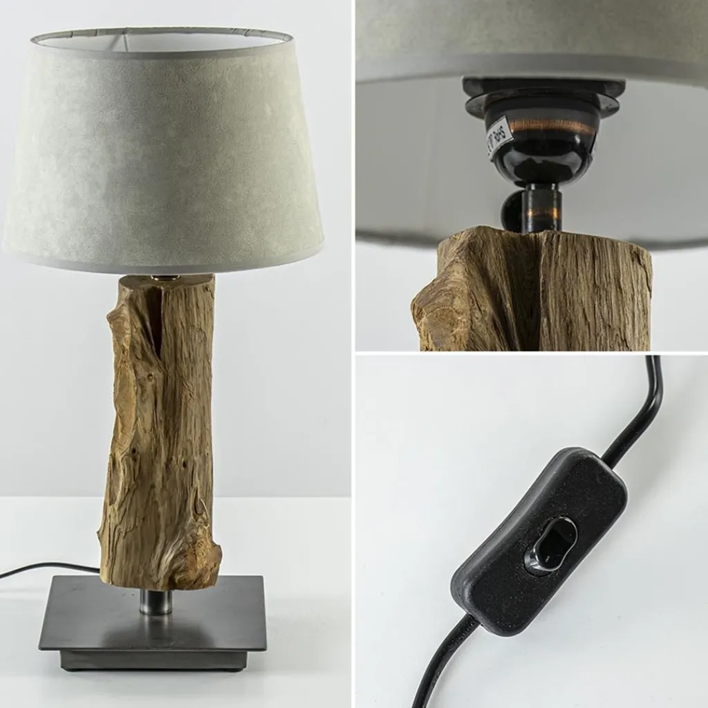 Straluma Light & Living lampvoet Siji metaal met hout> Tafellampen|Lampenvoeten
