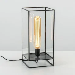 Straluma Light & Living tafellamp Solas zwart met glas> Tafellampen|Light and Living