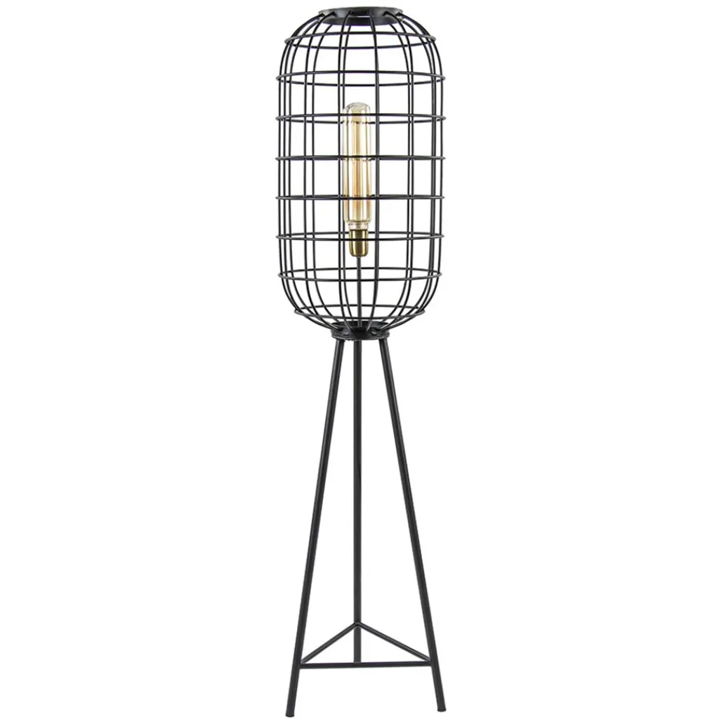 Straluma Light & Living vloerlamp Toah zwart met antiek brons> Vloerlampen|Driepoot lampen