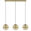 Straluma Light and Living hanglamp Medina 3L goud met amber glas> Eettafellampen|Light and Living