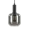 Straluma Light and Living hanglamp Lekar zwart met smoke glas klein> Hanglampen|Light and Living