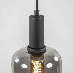 Straluma Light and Living hanglamp Lekar zwart met smoke glas klein></noscript> Hanglampen|Light and Living