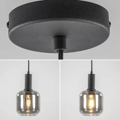 Straluma Light and Living hanglamp Lekar zwart met smoke glas klein></noscript> Hanglampen|Light and Living