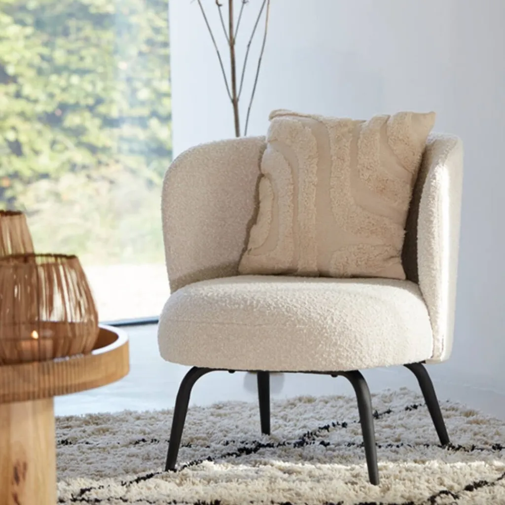 Straluma Light and Living stoel Dieyda créme met zwarte poot> Fauteuils