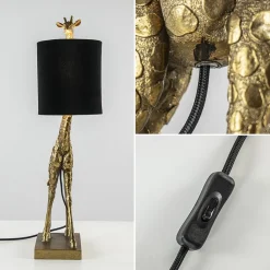 Straluma Light and Living tafellamp Giraffe klein antiek brons/velvet zwart></noscript> Tafellampen|Light and Living
