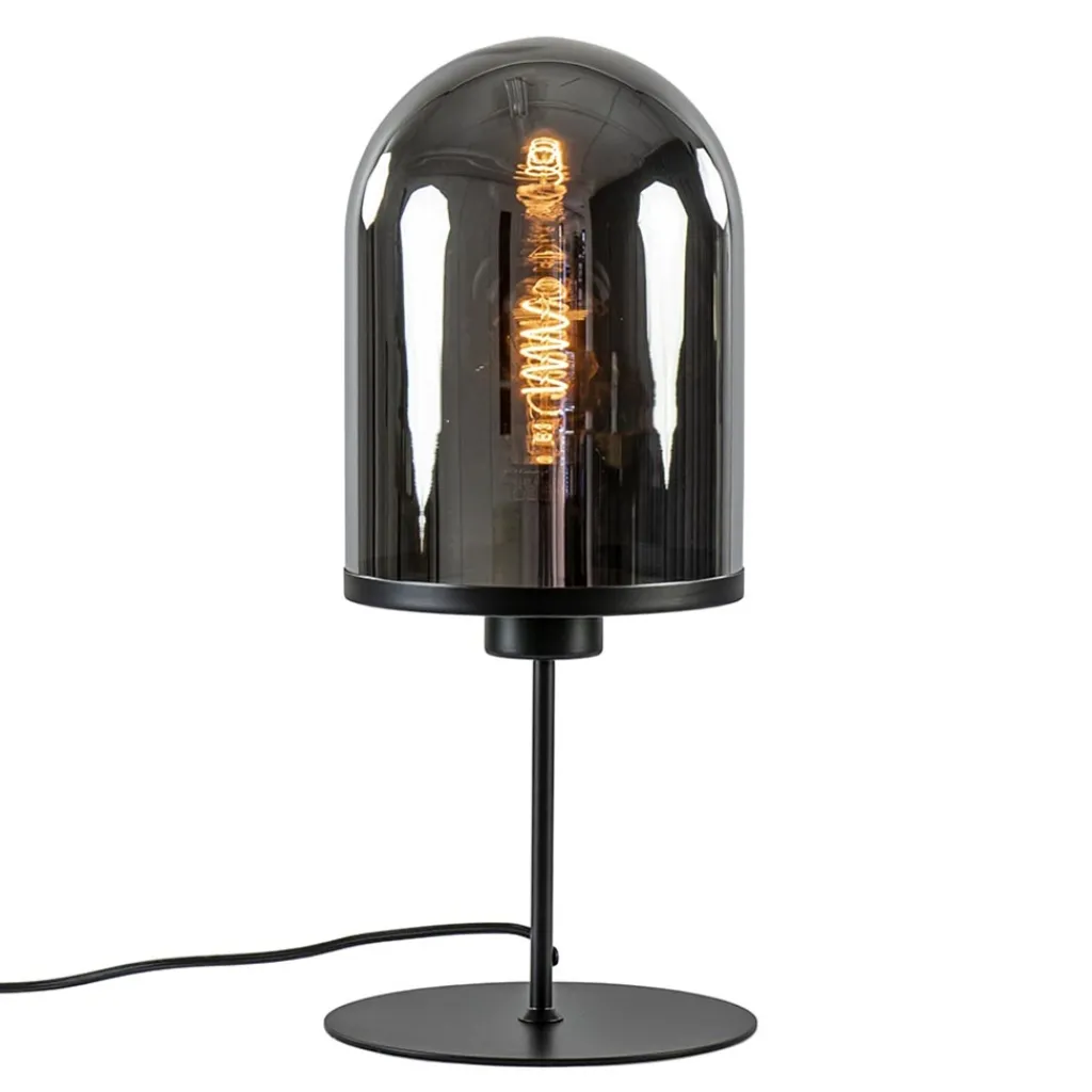 Straluma Light and Living tafellamp Maverick zwart met smoke glas> Tafellampen|Light and Living