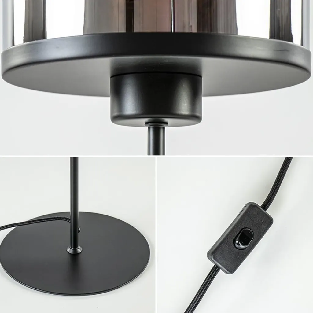 Straluma Light and Living tafellamp Maverick zwart met smoke glas> Tafellampen|Light and Living