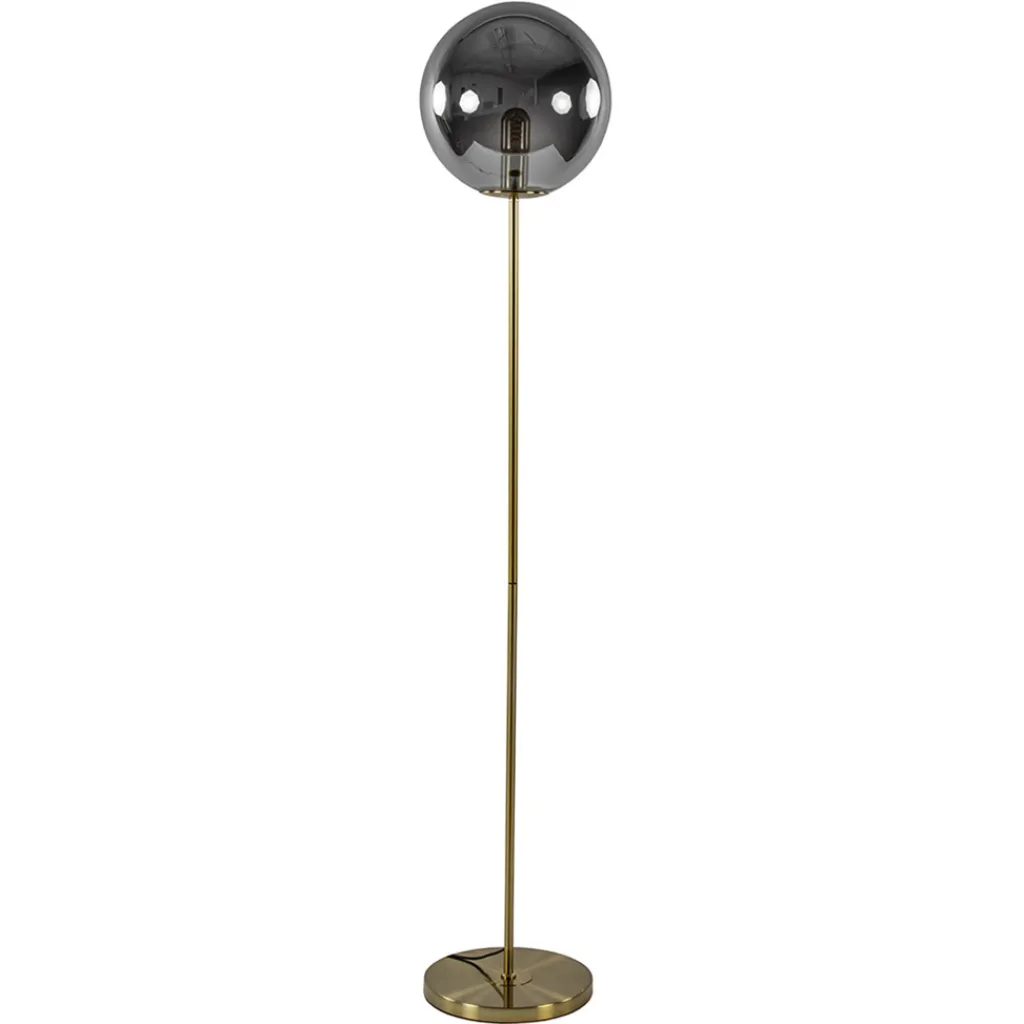 Straluma Light and Living vloerlamp Medina goud met smoke glas> Vloerlampen|Light and Living