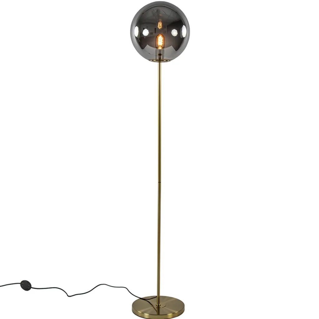 Straluma Light and Living vloerlamp Medina goud met smoke glas> Vloerlampen|Light and Living