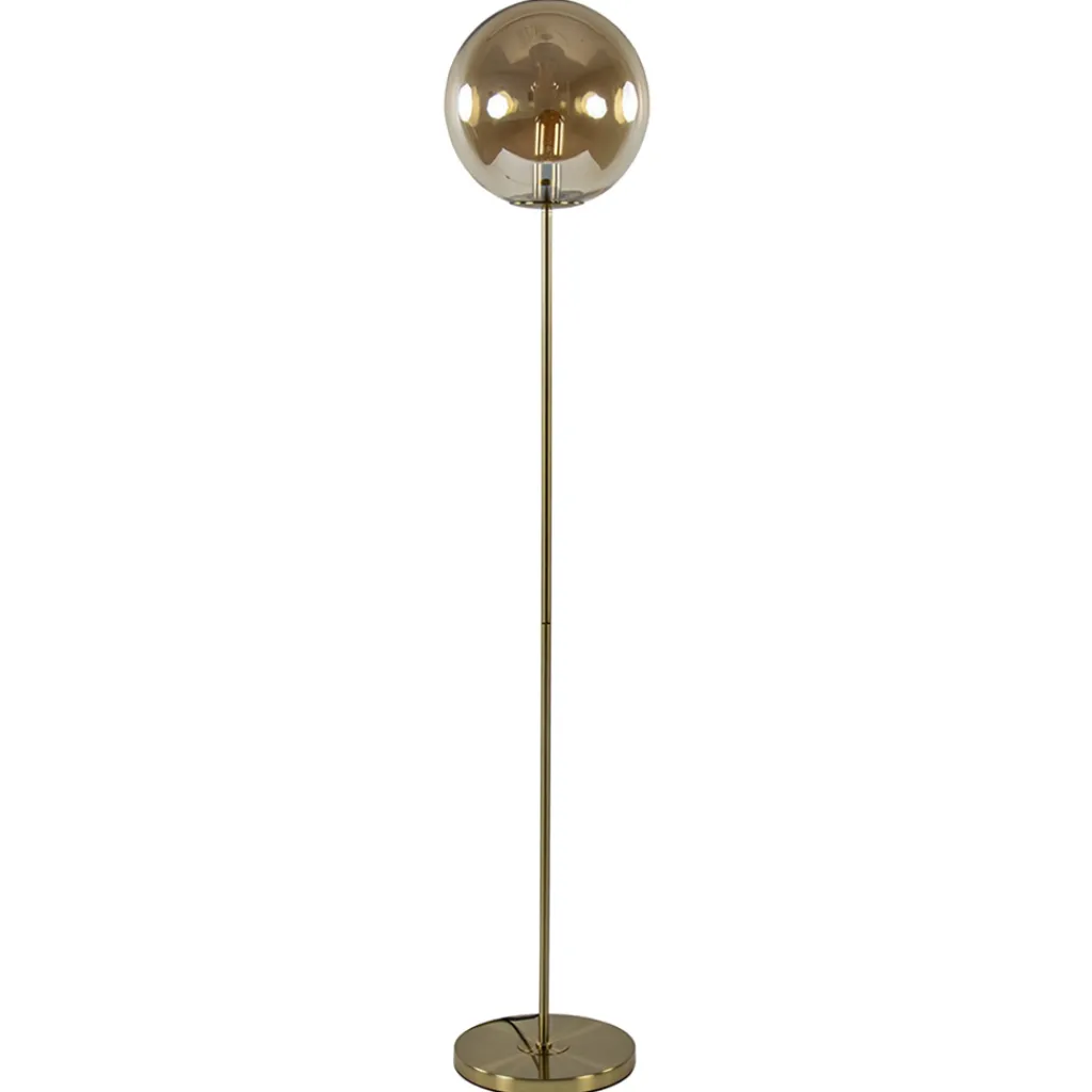 Straluma Light and Living vloerlamp Medina goud met amber glas> Vloerlampen|Light and Living