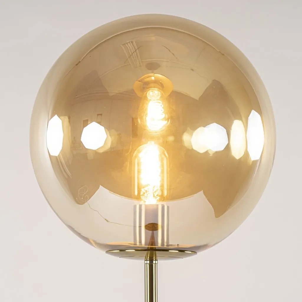 Straluma Light and Living vloerlamp Medina goud met amber glas> Vloerlampen|Light and Living