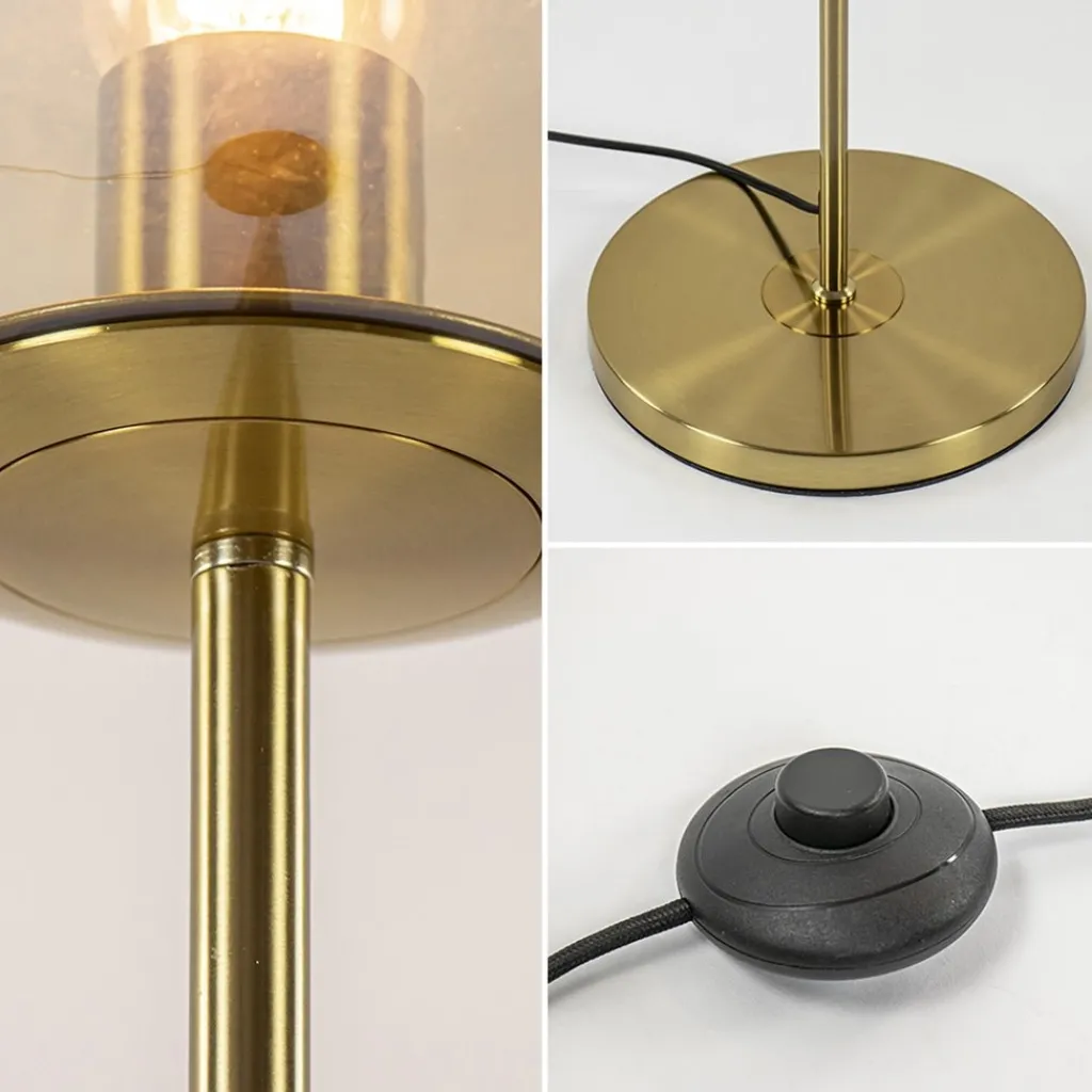Straluma Light and Living vloerlamp Medina goud met amber glas> Vloerlampen|Light and Living