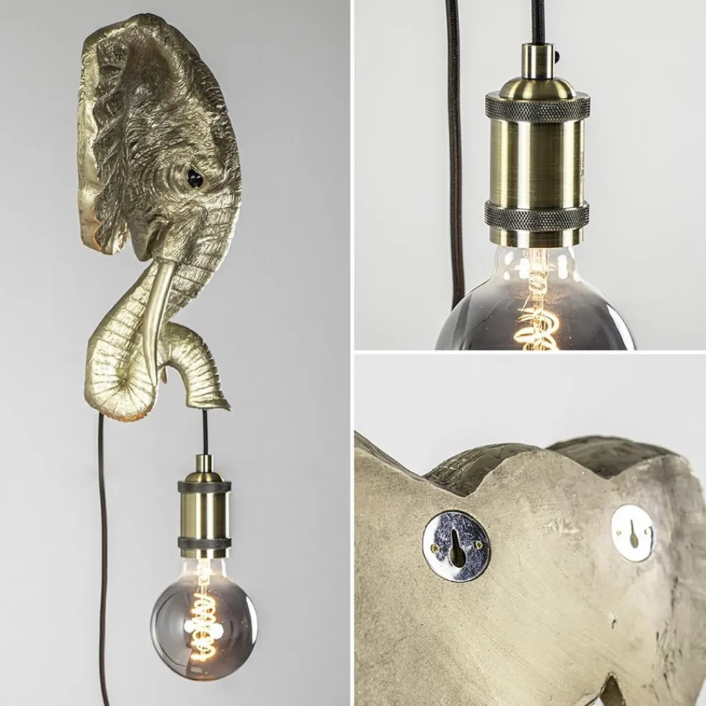 Straluma Light and Living wandlamp Elephant licht goud> Light and Living|Woonkamerlampen