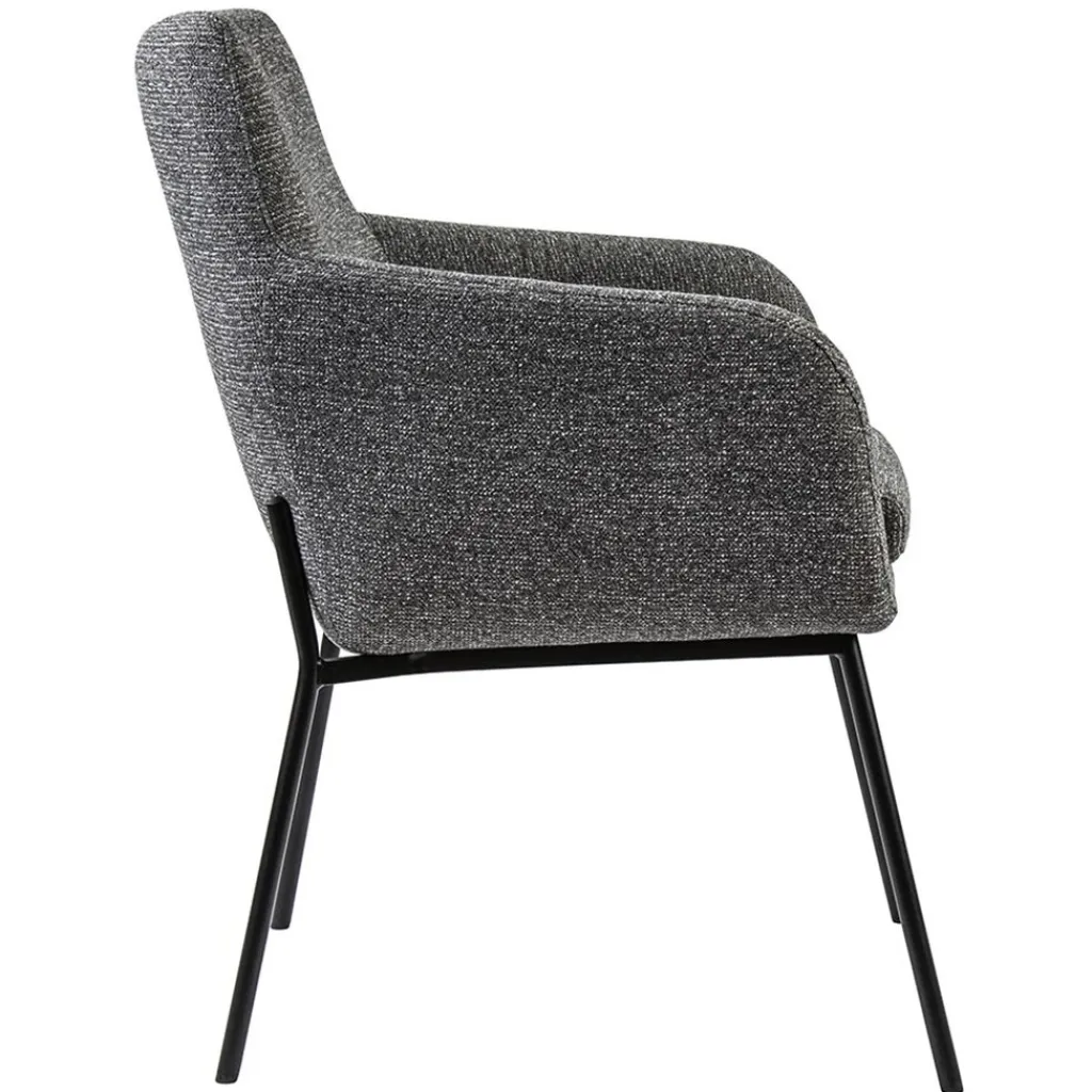 Straluma Luxe armstoel gemeleerde stof met zwarte poot> Eetkamerstoelen