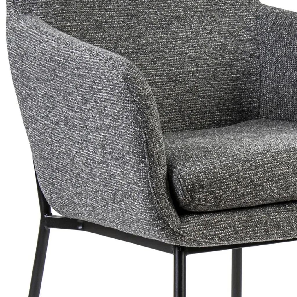 Straluma Luxe armstoel gemeleerde stof met zwarte poot> Eetkamerstoelen