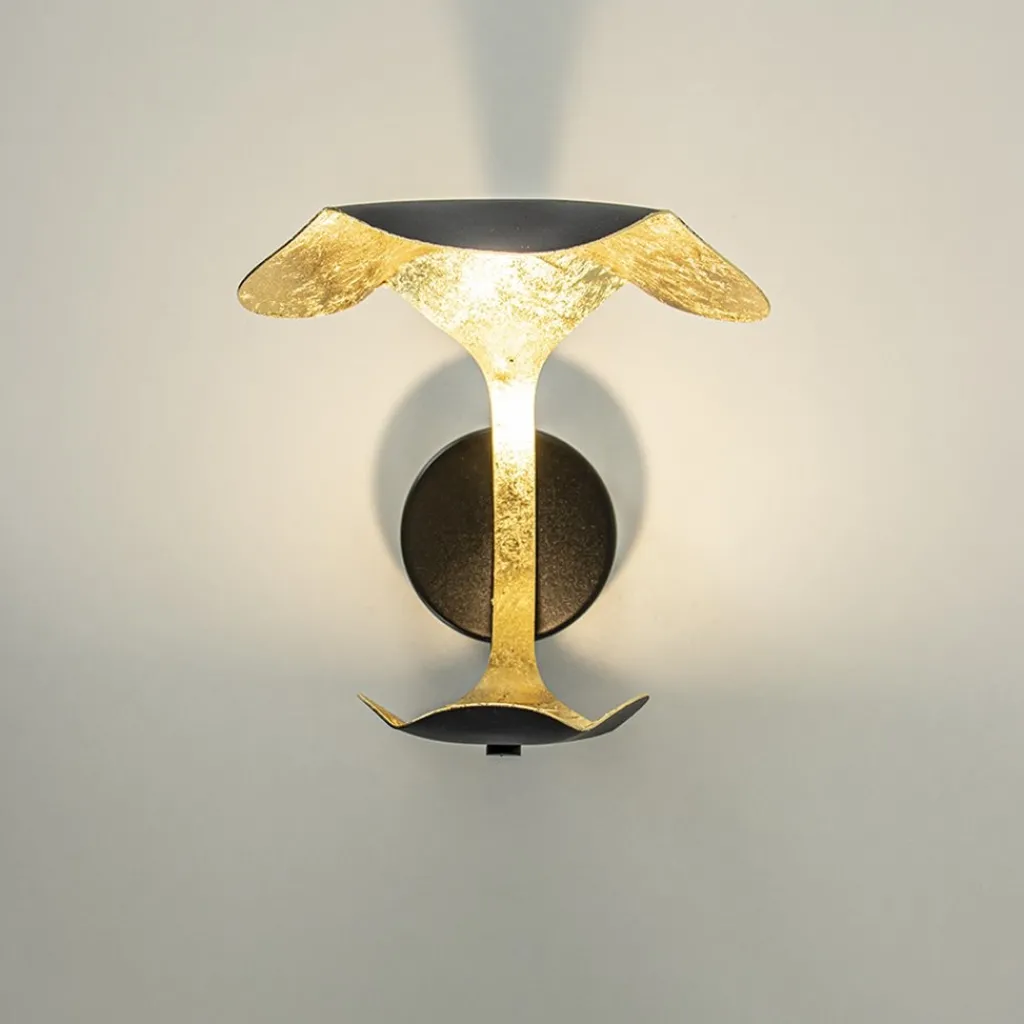 Straluma Luxe LED wandlamp zwart met goldleaf> Wandlampen|LED Wandlampen