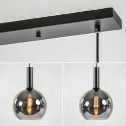 Straluma Luxe 4-lichts eettafelhanglamp met smoke glazen bollen></noscript> Eettafellampen|Pendel Lampen