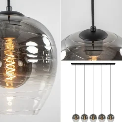 Straluma Luxe 5-lichts eettafelhanglamp smoke glas met verloop></noscript> Eettafellampen|Pendel Lampen