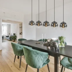 Straluma Luxe 5-lichts eettafelhanglamp smoke glas met verloop></noscript> Eettafellampen|Pendel Lampen