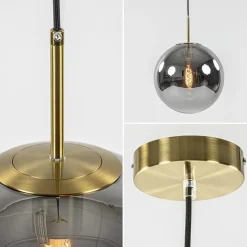 Straluma Luxe Light and Living hanglamp Medina brons met smoke glas></noscript> Light and Living|Woonkamerlampen