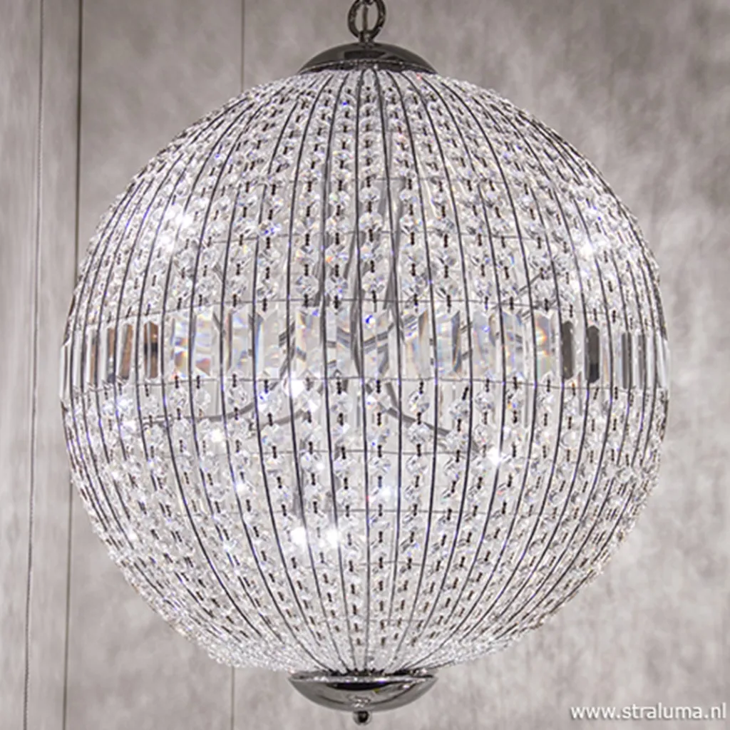 Straluma Luxe ronde hanglamp kristal met chroom> Eettafellampen|Woonkamerlampen