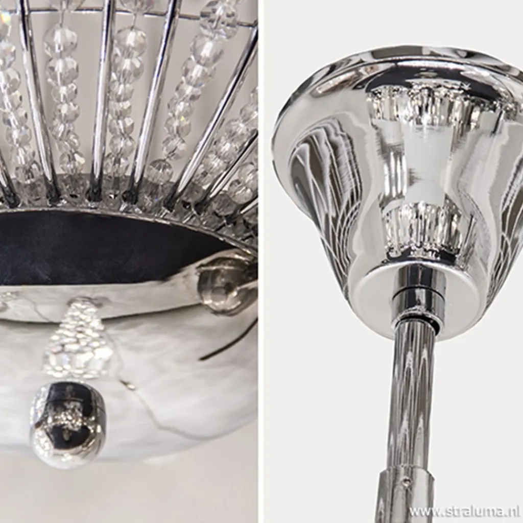 Straluma Luxe ronde hanglamp kristal met chroom> Eettafellampen|Woonkamerlampen
