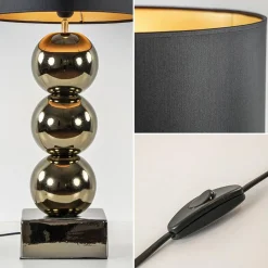 Straluma Luxe tafellamp goud inclusief kap zwart/goud><noscript><img width=