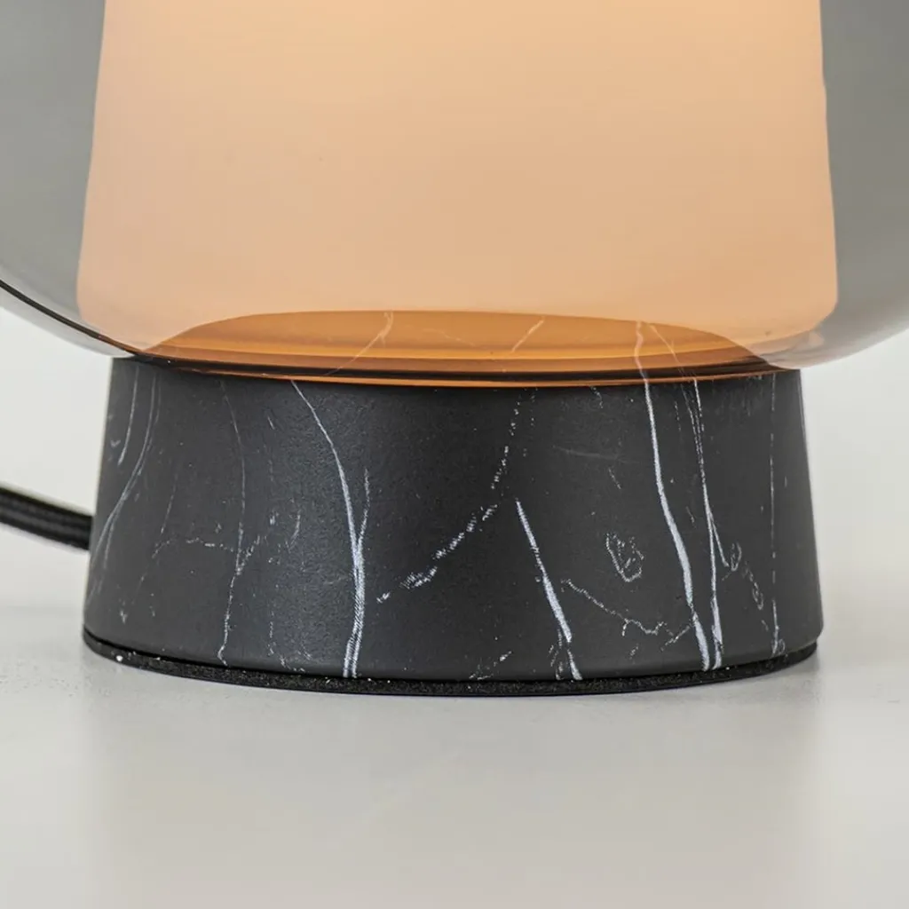Straluma Luxe tafellamp smoke/titanium glas met zwart marmer> Tafellampen|Luxe Verlichting