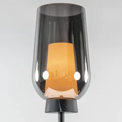 Straluma Luxe vloerlamp zwart marmer met smoke glazen kap><noscript><img width=